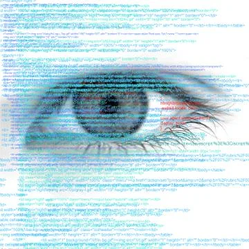 Web Computer Code with Human Eye Abstract Background Stock Illustration