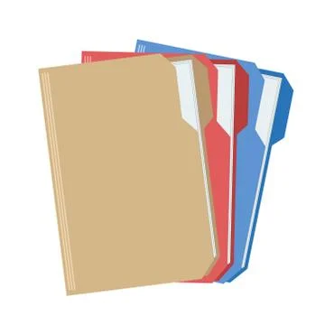 Web computer color folders with documents files for design on white, stock ve Stock Illustration