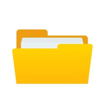 Web computer yellow folder with documents files for design on white, stock ve Illustrazione stock