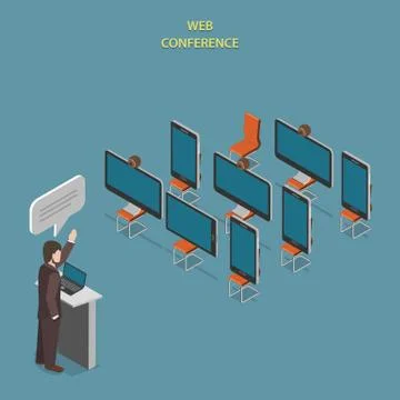 Web Conference Flat Isometric Vector Concept. Stockillustratie