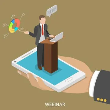 Web conference flat isometric vector concept. Stock Illustration