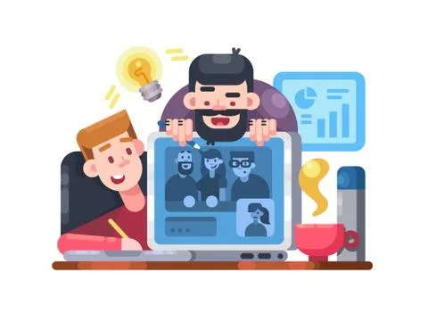 Web conference team Stock Illustration