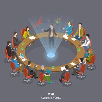 Web conferencing flat isometric low poly vector concept. Stock Illustration