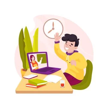 Web conferencing isolated cartoon vector illustration. Ilustración de archivo
