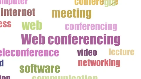 Web Conferencing Tag Cloud Animated On White Background Stock Footage 99621233