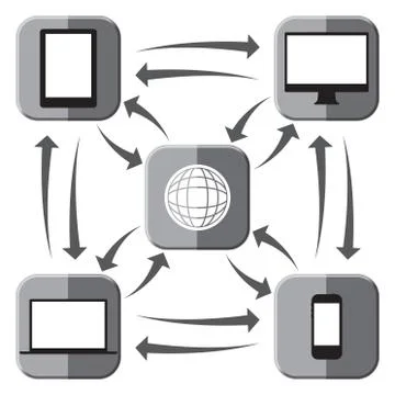 Web Connected Grey Icons Stock Illustration