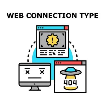 Web connection type problems and errors concept Stock Illustration