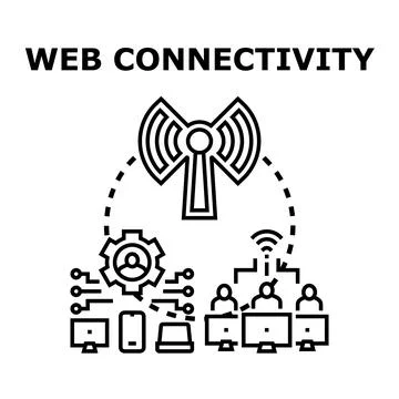 Web connectivity network connecting digital people and devices Stock Illustration