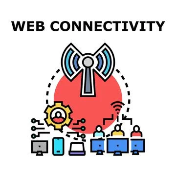 Web connectivity network connecting digital people and devices Stock Illustration