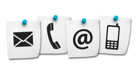 Web contact us icons on post it Stock Illustration