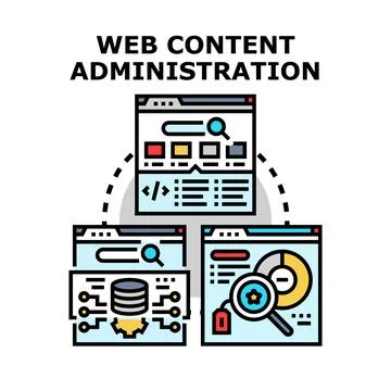 Web content administration process managing digital information 스톡 일러스트