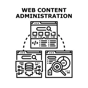 Web content administration process managing digital information Illustrazione stock