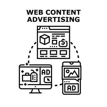 Web content advertising concept on multiple devices Stock Illustration