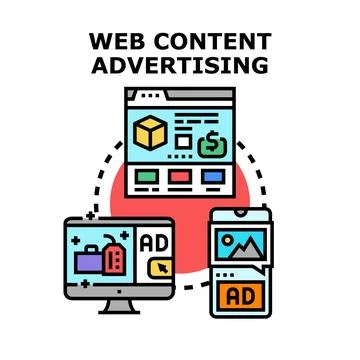 Web content advertising concept on multiple devices Stock Illustration