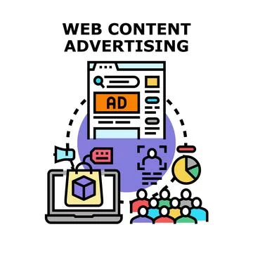Web content advertising promoting online marketing strategies Stock Illustration