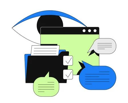 Web content and communication oversight 2D onboarding ui illustration Stock Illustration