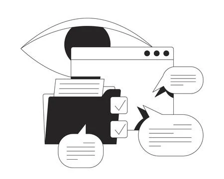 Web content and communication oversight line onboarding ui illustration Stock Illustration