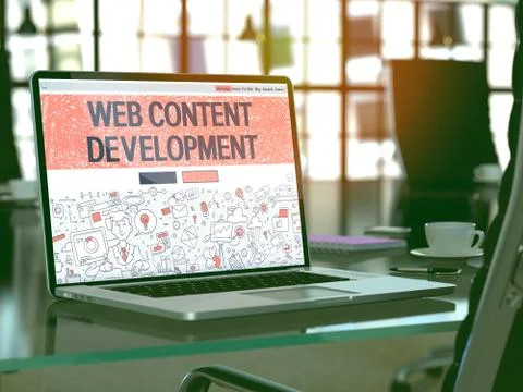 Web Content Development on Laptop Stock Illustration