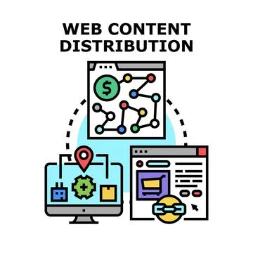 Web content distribution managing online marketing strategy Stock Illustration