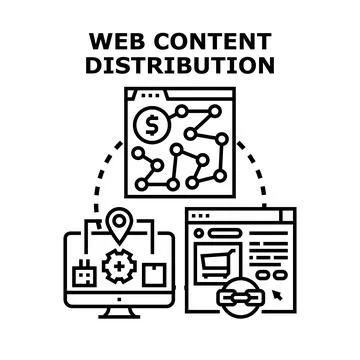 Web content distribution managing online marketing strategy Stock Illustration