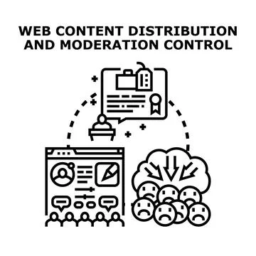 Web content distribution moderation control concept Stock Illustration