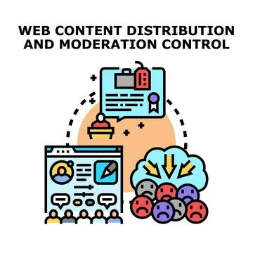 Web content distribution moderation control concept Stock Illustration