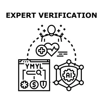 Web content expert verification for online information quality Stock Illustration