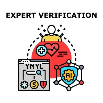 Web content expert verification for online information quality Stock Illustration