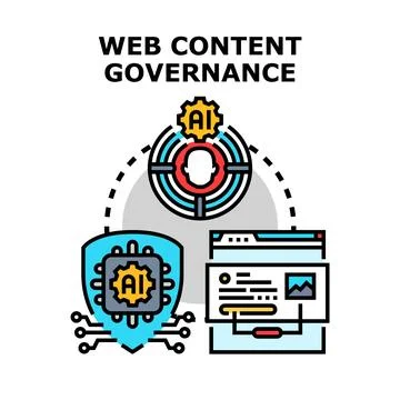 Web content governance concept with ai technology Stock Illustration