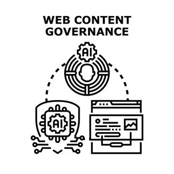 Web content governance concept with ai technology Stock Illustration