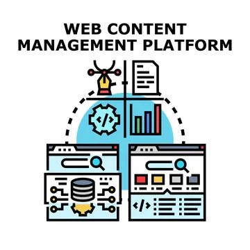 Web content management platform developing online strategy Stock Illustration