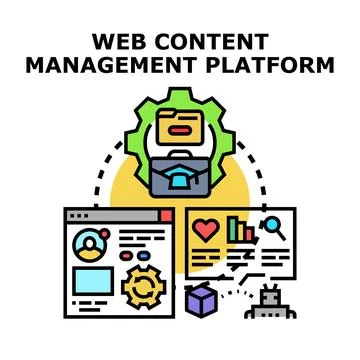 Web content management platform illustrating digital business process Stock Illustration