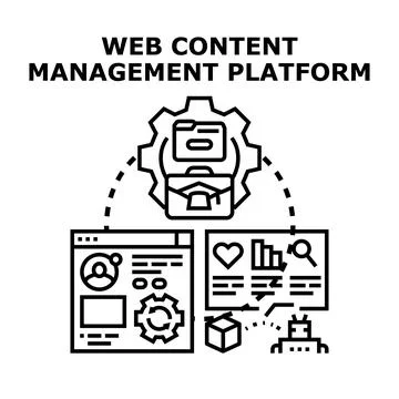 Web content management platform illustrating digital business process Stock Illustration