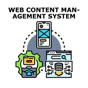 Web content management system technology concept Illustrazione stock