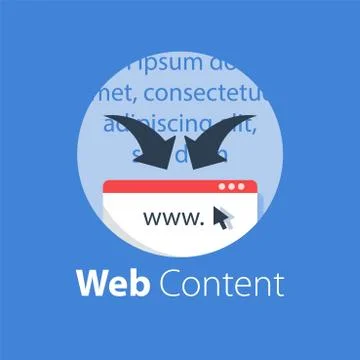 Web content, online information, article writing Illustrazione stock