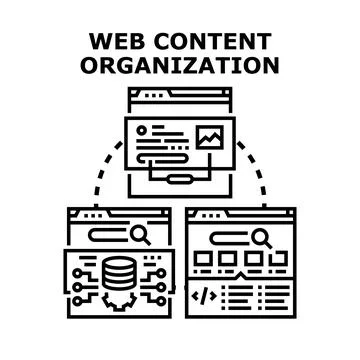 Web content organization process defining information architecture, digital a Stock Illustration