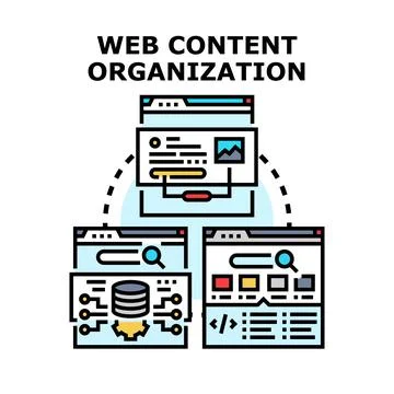 Web content organization process displaying site structure and information .. Stock Illustration