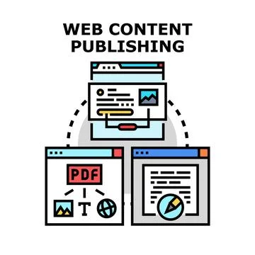 Web content publishing creating delivering digital information Illustrazione stock