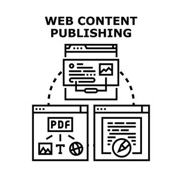 Web content publishing creating delivering digital information Stock Illustration
