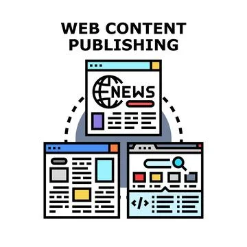 Web content publishing creating global online information Stockillustratie