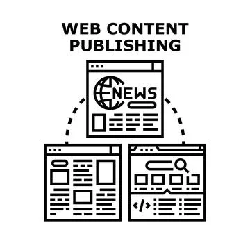 Web content publishing creating global online information Stock Illustration