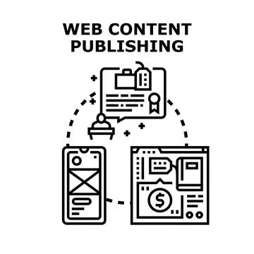 Web content publishing creating monetizing strategy digital marketing Stock Illustration