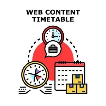 Web content timetable planning and delivery process Ilustración de archivo