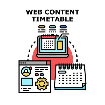 Web content timetable planning and management concept Stock Illustration