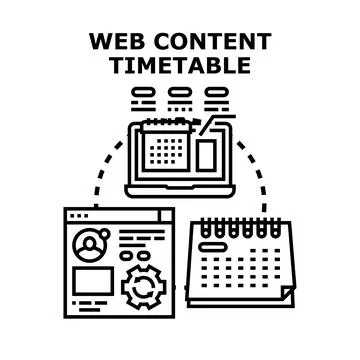 Web content timetable planning and management concept 스톡 일러스트