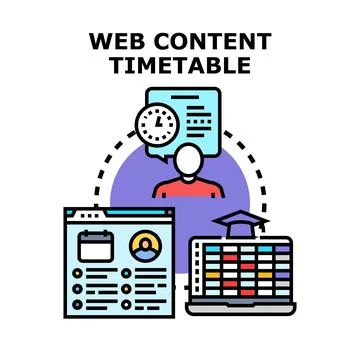 Web content timetable planning and digital strategy scheduling Stock Illustration