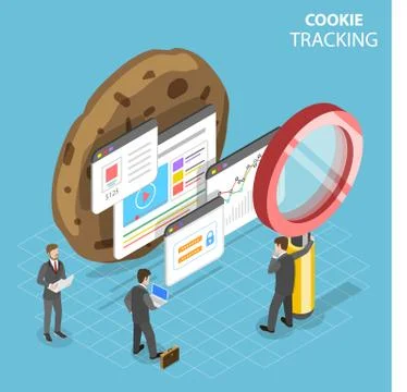 Web cookie tracking flat isometric vector concept. Stock Illustration