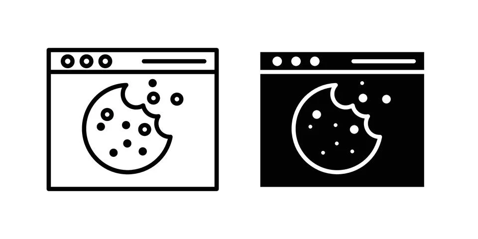 Web Cookies icon set modern line and solid style collection. 스톡 일러스트
