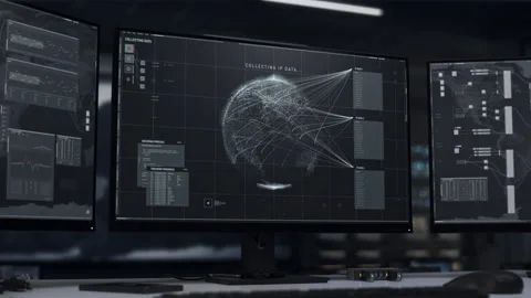 Web crime threat system identifies the position of the spy hacker computer ip Stock Footage 278217774