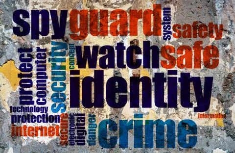 Web crime word cloud grunge concept Stock Illustration